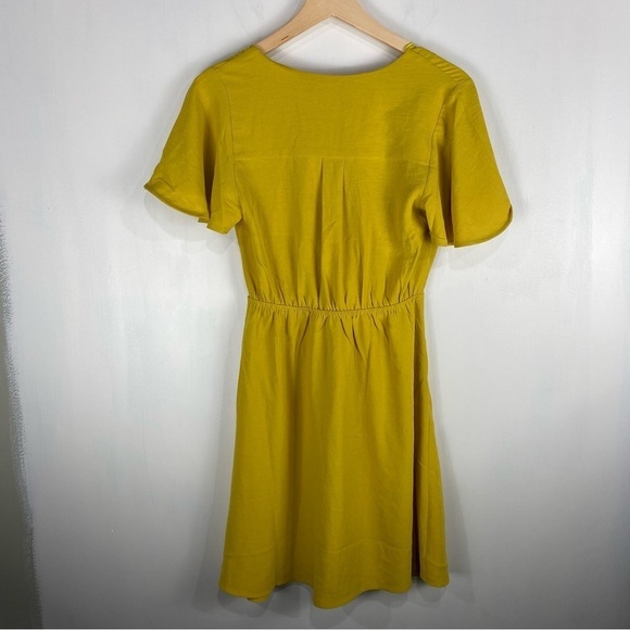 Monteau Faux Wrap Short Flutter Sleeve Summer Mini Dress Mustard Yellow (NWT) - Picture 5 of 5